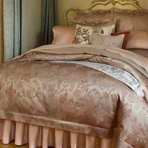 SFERRA BELLANCA EGYPTIAN YARN DYED JACQUARD FULL/QUEEN DUVET COVER-NOUGAT-NEW